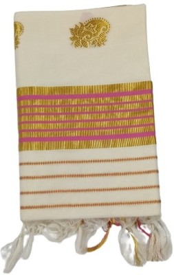 VKC SAREES Embroidered Handloom Pure Cotton Saree(Pink)