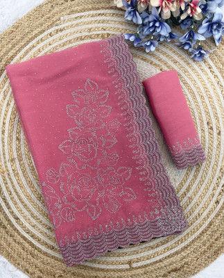 MIYANIFAB Embellished Bollywood Organza Saree(Pink)