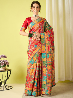 Sareemall Printed Banarasi Viscose Rayon Saree(Red)