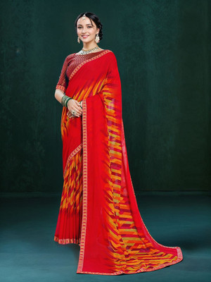 ANOUK Printed Daily Wear Georgette Saree(Red)