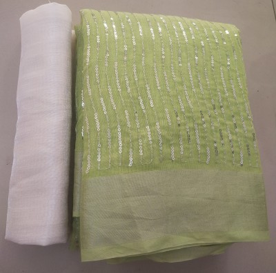 silkwear Embroidered Bollywood Chanderi, Cotton Silk Saree(Light Green)