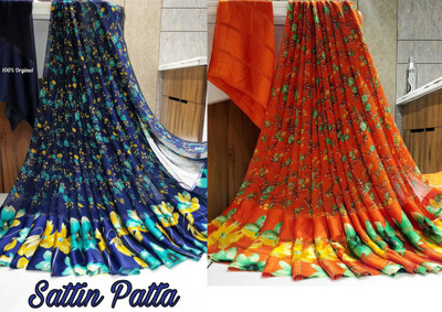 Sitanjali Floral Print Maheshwari Georgette Saree(Pack of 2, Multicolor)