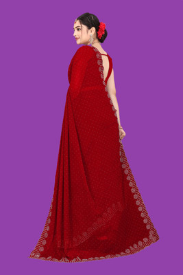 Shiv Febric Striped Banarasi Organza Saree(Red)