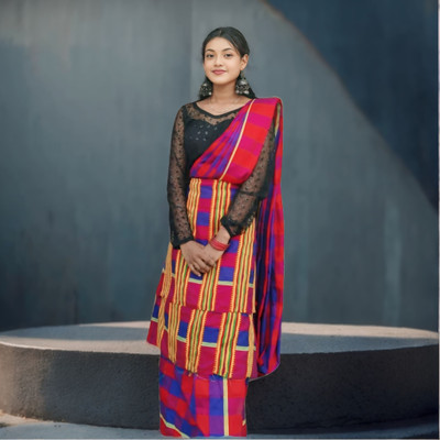 Prithvi Animal Print Handloom Pure Cotton Saree(Multicolor)