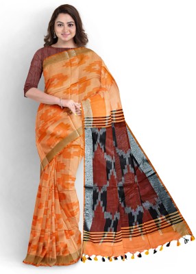 Gulshan Handloom Self Design Ikkat Cotton Blend Saree(Multicolor)