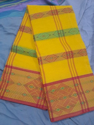 Moumitasaree Self Design, Solid/Plain Tant Pure Cotton Saree(Yellow)