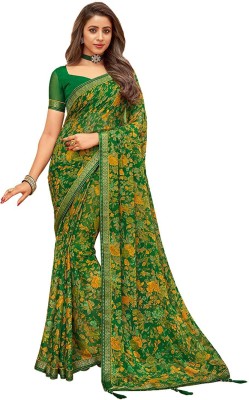 The Fashion Attire Floral Print Bollywood Chiffon Saree(Green)