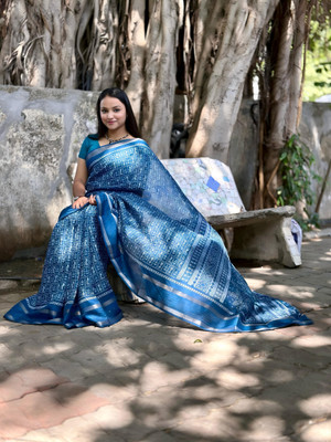 S.R.TEXTILES Printed Kalamkari Georgette Saree(Multicolor)