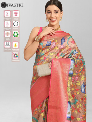 Divastri Printed Bollywood Art Silk Saree(Brown)