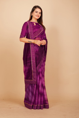 Aadishakti Faashion Embellished Bollywood Lycra Blend Saree(Blue)