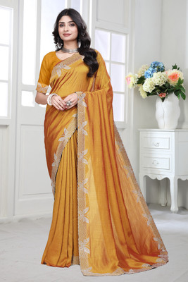 Divastri Self Design Bollywood Silk Blend Saree(Pack of 5, Yellow)