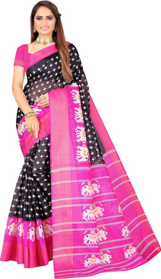 Saadhvi Self Design Bhagalpuri Art Silk Saree(Black)