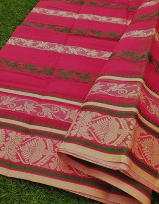 ONLINE HANDLOOM BAZAR Woven Handloom Cotton Blend Saree(Multicolor)