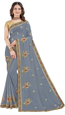 Om Creation Printed Bollywood Georgette Saree(Grey)