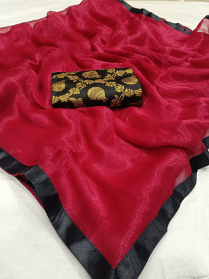 Sareez House Self Design Bollywood Silk Blend Saree(Red)