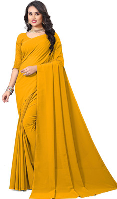DRASHMIZE Solid/Plain Daily Wear Georgette Saree(Yellow)