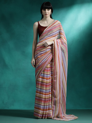 Sangria Embellished Daily Wear Georgette Saree(Red)