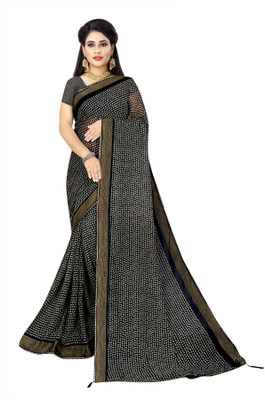 jalajdesigner Printed Bollywood Viscose Rayon Saree(Black)