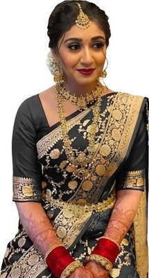 tapovan fashion Woven Banarasi Art Silk Saree(Black)