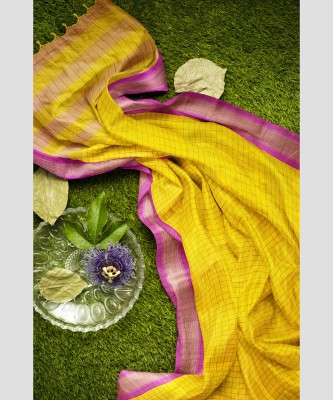 siya silk studio Woven Bollywood Cotton Silk Saree(Yellow)