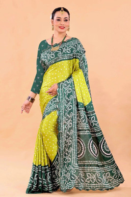 NEGRONI Printed Daily Wear Cotton Silk Saree(Light Green, Dark Green)