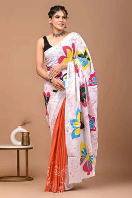 SHOPPEE KART Printed Daily Wear Pure Cotton Saree(Pink)