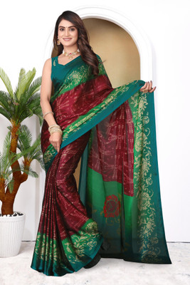 Magneitta Printed, Floral Print Bollywood Chiffon, Georgette Saree(Maroon)