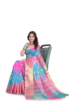 Aarunika SKT Solid/Plain Bollywood Organza Saree(Yellow)