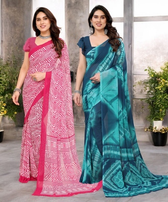 Divastri Printed Bollywood Georgette Saree(Pack of 2, Multicolor)