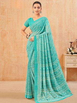 Anouk Rustic Printed Daily Wear Georgette Saree(Blue)