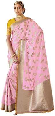 Rukmini by Rajendra Printed Bollywood Polyester Saree(Pink)