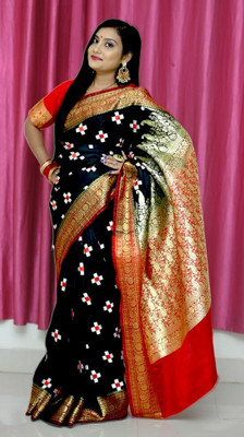 ZIMAL HANDLOOM Embroidered Sambalpuri Satin Saree(Maroon)