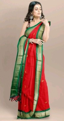 Madina Palace Woven Kanjivaram Cotton Silk Saree(Red)