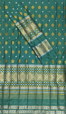 Skiran's Woven Mekhela Chador Polyester Saree(Dark Green)