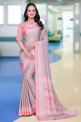 K 5 FASHION Printed Daily Wear Crepe Saree(Pink)
