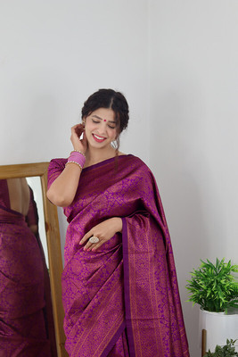 K SALIYA ENTERPRISE Printed Kanjivaram Pure Silk Saree(Maroon)