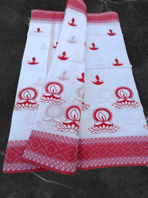 Happy Creation Woven Jamdani Cotton Blend Saree(Multicolor)