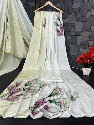 Adiyogi Enterprise Printed Bollywood Crepe Saree(Grey)