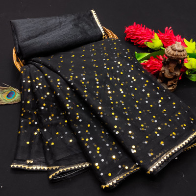 CHITRA FASHION Printed Bollywood Net Saree(Black)