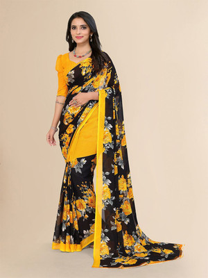 Moda Rapido Printed Daily Wear Georgette Saree(Yellow)