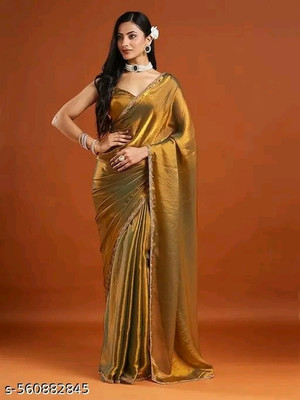 HouseOfCommon Self Design Bollywood Georgette Saree(Gold)