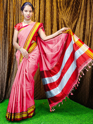 Spewim Woven Ilkal Cotton Blend Saree(Pink)