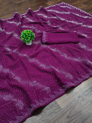 ishu enterprise Self Design Bollywood Georgette Saree(Purple)