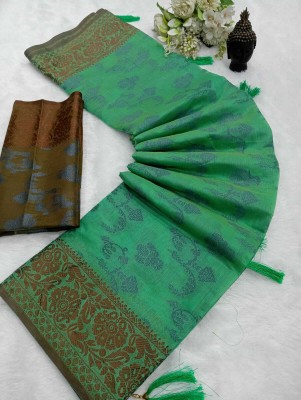 Gajal Printed Kanjivaram Pure Cotton, Cotton Silk Saree(Light Green)