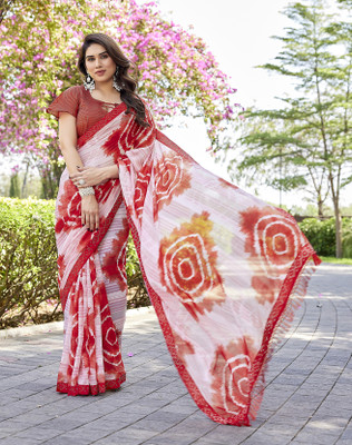 Divastri Embellished Bollywood Georgette, Satin Saree(Red)