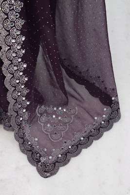 EthnicAura Solid/Plain Bollywood Organza Saree(Purple)