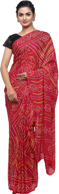 JABAMA Printed Bandhani Chiffon Saree(Multicolor)