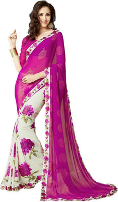 RAJESHWAR FASHION Printed Bollywood Georgette Saree(Pink)