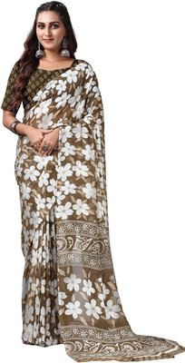 nirmal creation Printed Daily Wear Georgette Saree(Blue)