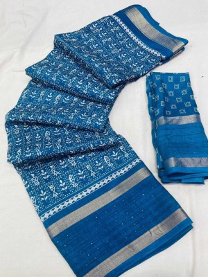 Vihan Fab Printed Bollywood Chanderi Saree(Light Blue)